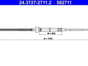 ATE 24.3727-2711.2 Трос ручника (задний) Skoda Rapid/Seat Toledo 12- (L=1707mm)