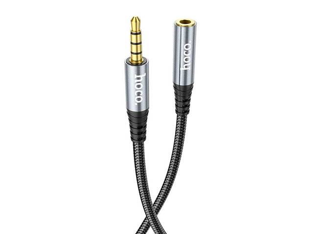 Аудиокабель HOCO UPA20 3.5 audio extension cable male to female (L=1M) Metal Gray yL. - Фото 1