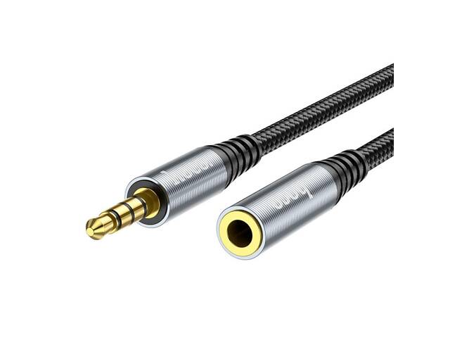 Аудиокабель HOCO UPA20 3.5 audio extension cable male to female (L=1M) Metal Gray yL. - Фото 3