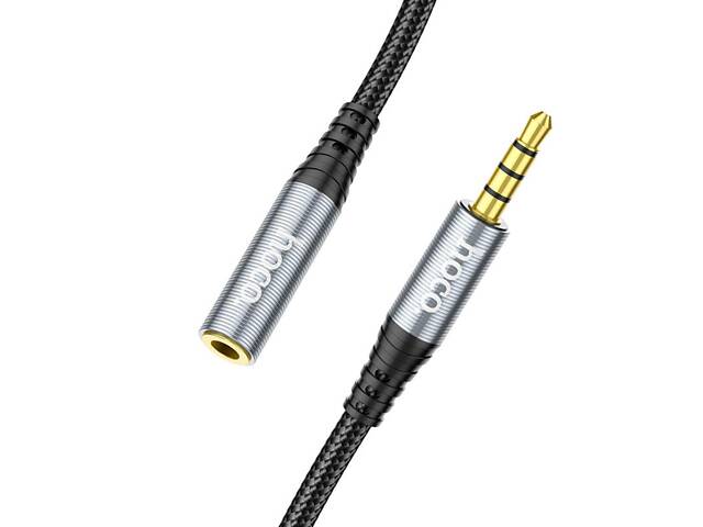 Аудиокабель HOCO UPA20 3.5 audio extension cable male to female (L=1M) Metal Gray yL. - Фото 5