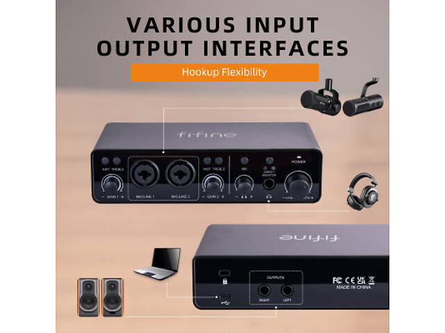 Аудіоінтерфейс Fifine Ampli 3 - Фото 7