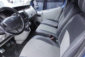 Авточохли (шкірозамінник і тканина, Premium) Передні 1 і 1 для Nissan Primastar 2002-2014 рр.