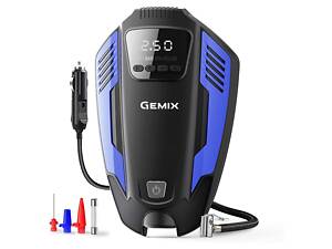Автокомпрессор GEMIX Model E black/blue поршневой, цифровой манометр, функция AUTOSTOP, фонарик, 35 л/мин