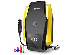 Автокомпресор GEMIX Model G black/yellow поршневий з сумкою, цифровий манометр, функція AUTOSTOP, ліхтарик, 35 л/хв