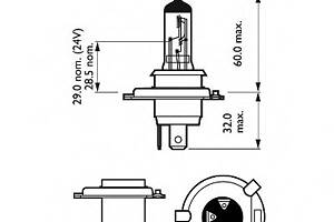 Автолампа H4 12V60/55W P43t-38 VisionPlus +60%