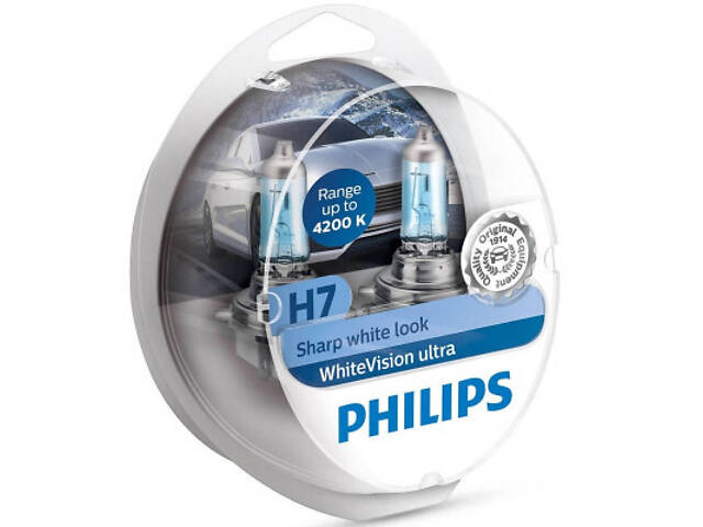 Автолампа Philips H7 WhiteVision Ultra +60% 2шт (12972WVUSM) - Фото 4