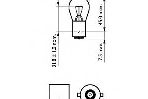 Автолампа PR21W 12V 21W BAW15s