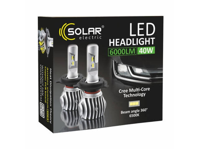 Автолампа SOLAR H7 CANBUS 12/24V 6500K 6000Lm 50W Cree Chip 1860 (8607) - Фото 7