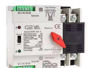 Автоматический ввод резерва с автоматическим и ручным переключением Geya W2R-2P-63, 2 полюса, 63 Ампера, DIN