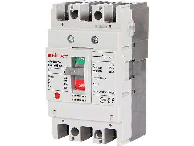 Автоматический выключатель 3Р 63А 10кА [i0010004] e.industrial.ukm.60S.63 E.NEXT - Фото 1