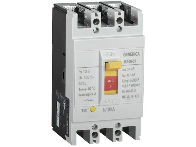 Автоматический выключатель 3Р 80А 18кА [SAV10-3-0080-G] Generica ВА66-38 УЕК - Фото 1