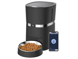 Автоматическая кормушка Smart Life 3.8L с Wi-Fi управлением, двойной миской и голосовым сообщением для кошек и собак