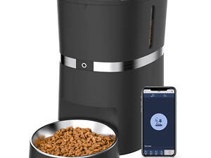 Автоматична годівниця Smart Life 3.8L з Wi-Fi управлінням, подвійною мискою та голосовим повідомленням для котів і собак.