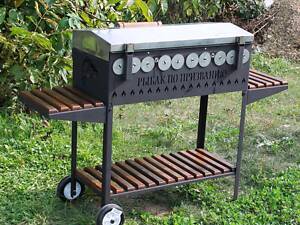 Автоматичний мангал Люкс на 10 шампурів із кришкою з неіржавкої сталі