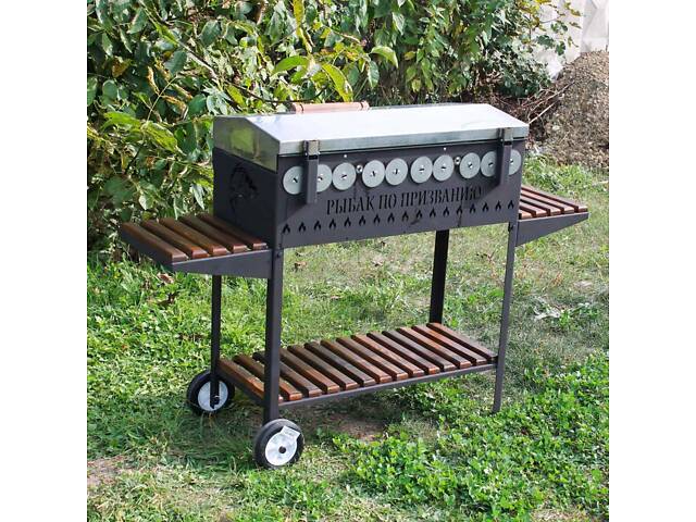 Автоматичний мангал Люкс на 10 шампурів із кришкою з неіржавкої сталі - Фото 1