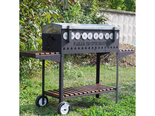 Автоматичний мангал Люкс на 10 шампурів із кришкою з неіржавкої сталі - Фото 2