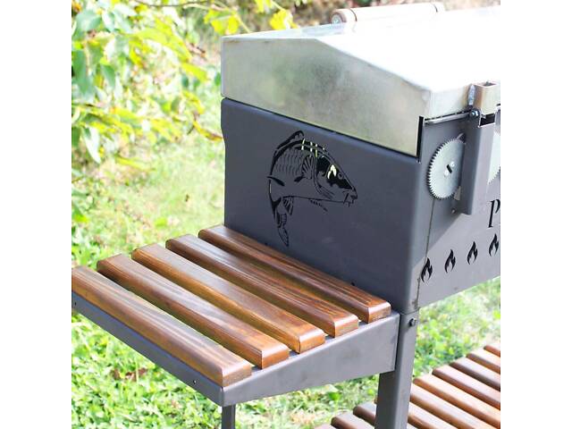 Автоматичний мангал Люкс на 10 шампурів із кришкою з неіржавкої сталі - Фото 3