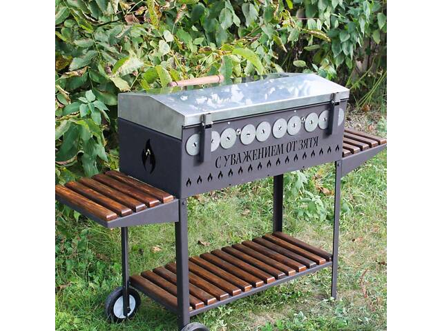 Автоматичний мангал Люкс на 10 шампурів із кришкою з неіржавкої сталі - Фото 5