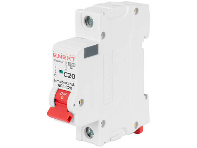Автоматичний вимикач E.NEXT 1-п e.mcb.stand. 20А C (6кА) (s002109) - Фото 1