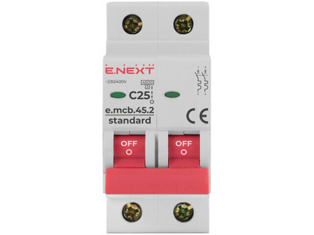 Автоматичний вимикач E.NEXT 2-п e.mcb.stand. 25А C (4,5кА) (s002019) - Фото 2