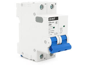 Автоматичний вимикач постійного струму CHNT CB-63DC 2P 20A, DC500V, 6kA, DIN, 86*36*49.5mm