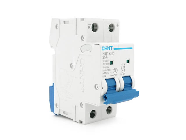 Автоматичний вимикач постійного струму CHNT NB1-63DC 2P C25 DC500V, 25A, 6kA, DIN, 86*36*49.5mm - Фото 1