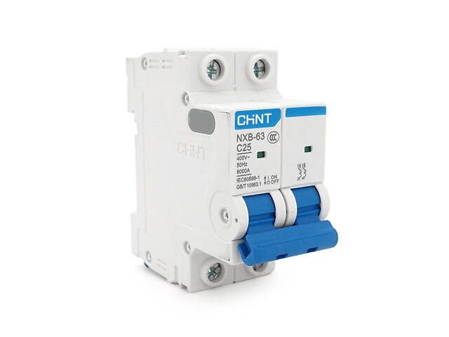 Автоматичний вимикач змінного струму CHINT NXB-63 2P C25, 25A - Фото 1