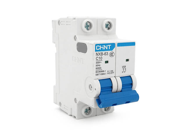 Автоматичний вимикач змінного струму CHINT NXB-63 2P C10, 10A - Фото 1
