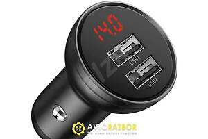 Автомобільний зарядний пристрій Baseus Digital Display Dual USB 4.8A Car Charger 24W Grey