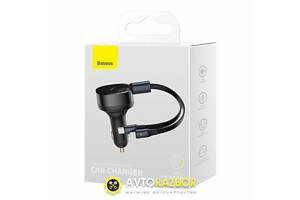 Автомобільний зарядний пристрій Baseus Enjoyment Retractable 2-in-1 Car Charger C+L 30W Black