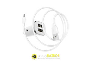 Автомобільний зарядний пристрій BOROFONE BZ12 double port in-car charger set with Micro-USB White