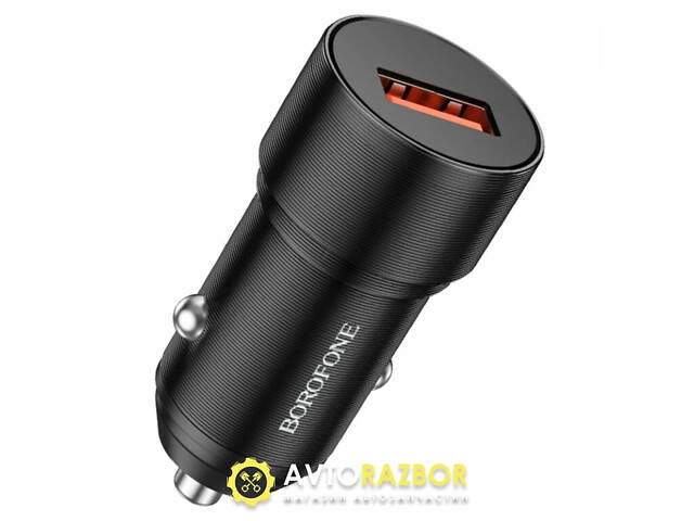 Автомобільний зарядний пристрій BOROFONE BZ19A Wisdom single port QC3.0 car charger 18W Black