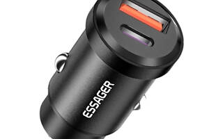 Автомобільний зарядний пристрій Essager Gyroscope Mini Charger USB-A + Type-C 30W black (ECCAC-TL01)