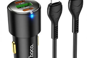 Автомобильное зарядное устройство HOCO NZ6 PD45W 3-port(2C1A) car charger set(Type-C to iP) Black