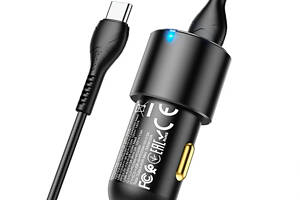 Автомобильное зарядное устройство HOCO NZ6 PD45W 3-port(2C1A) car charger set(Type-C to Type-C) Black