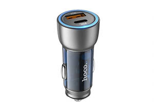 Автомобильное зарядное устройство HOCO NZ8 Sprinter 43W dual port PD25W+QC3.0 car charger Blue