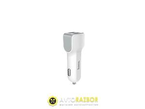 Автомобільний зарядний пристрій HOCO Z23 grand style dual-port car charger set with iP cable White