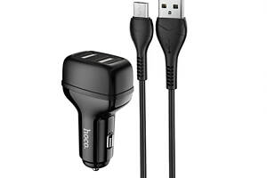 Автомобильное зарядное устройство HOCO Z36 Dual port car charger set(Micro) Black