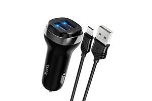 Автомобильное зарядное устройство HOCO Z40 Superior dual port car charger set(Micro) Black