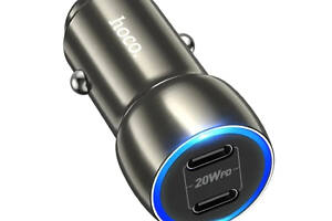 Автомобильное зарядное устройство HOCO Z48 Tough 40W dual port(2C) car charger Metal Gray