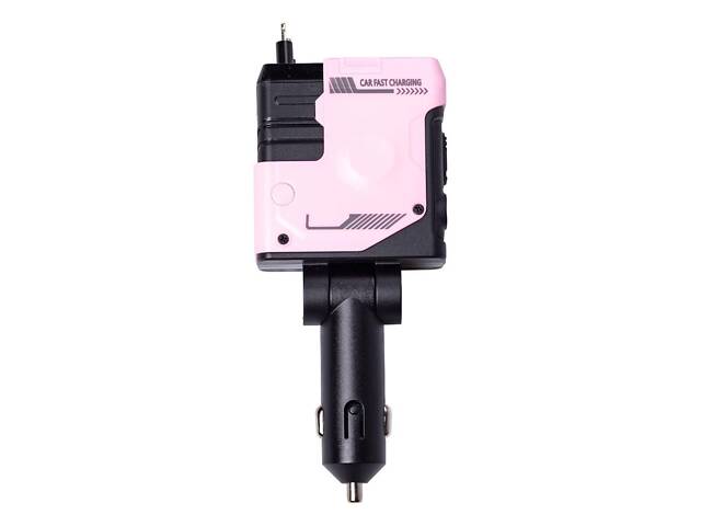Автомобільний зарядний пристрій MECHA з висувними кабелями та портами USB/Type-C Рожевий HP-A1P - Фото 6