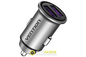 Автомобільний зарядний пристрій Vention Two-Port USB A+A(30/30) Car Charger Gray Mini Style Aluminium Alloy