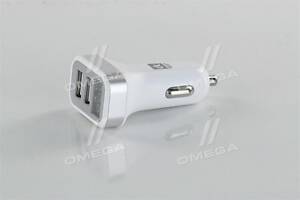 Автомобильное зарядное устройство 2USB (12/24V - 5V 2,4A) , LED Display, белое . DK-CT04W