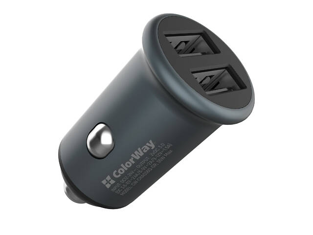 Автомобильное зарядное устройство ColorWay 2USBx2.4A 36W Quick Charge 3.0 Gray (CW-CHA036Q-GR) - Фото 1