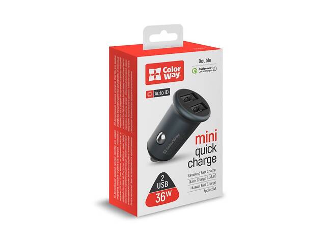 Автомобильное зарядное устройство ColorWay 2USBx2.4A 36W Quick Charge 3.0 Gray (CW-CHA036Q-GR) - Фото 8