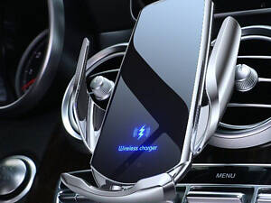 Автомобильный держатель S7 для телефона с беспроводной быстрой зарядкой flying wings. Цвет:серебряный