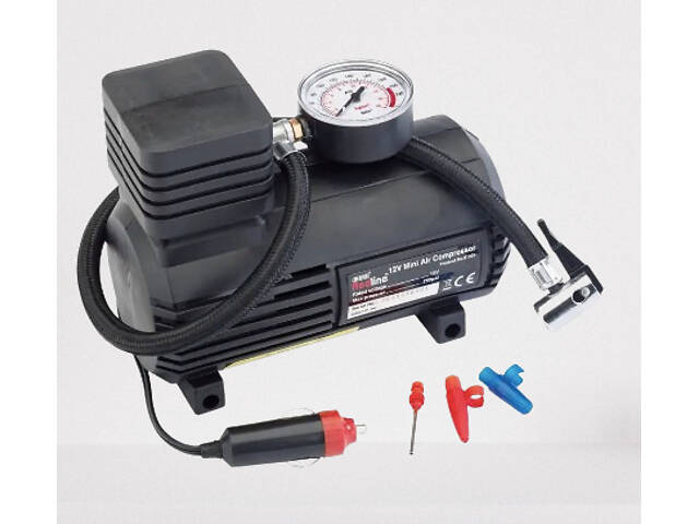 Автомобильный Компрессор для подкачки колес Air Compressor 250 psi с манометром + набор игл, насос 12V - Фото 2