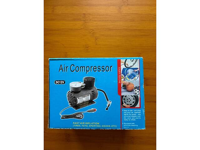Автомобильный Компрессор для подкачки колес Air Compressor 250 psi с манометром + набор игл, насос 12V - Фото 1