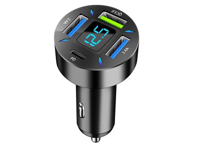 Автомобільна швидка зарядка QC 3.0 USB+PD. Авто заряджання на 4 порти. Автомобільна зарядка для Iphone - Фото 6