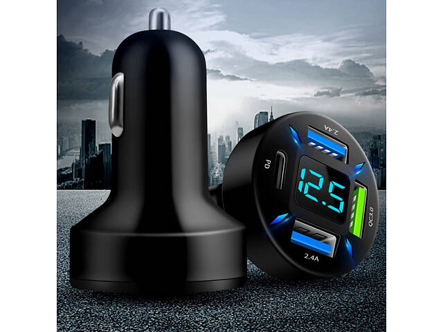 Автомобільна швидка зарядка QC 3.0 USB+PD. Авто заряджання на 4 порти. Автомобільна зарядка для Iphone - Фото 9